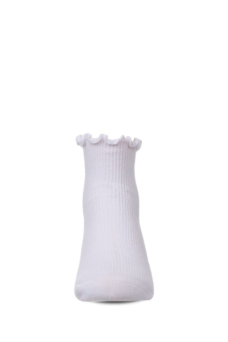 Ruffled Top Thin Ribbed Anklet Socks, Alternate, color, White