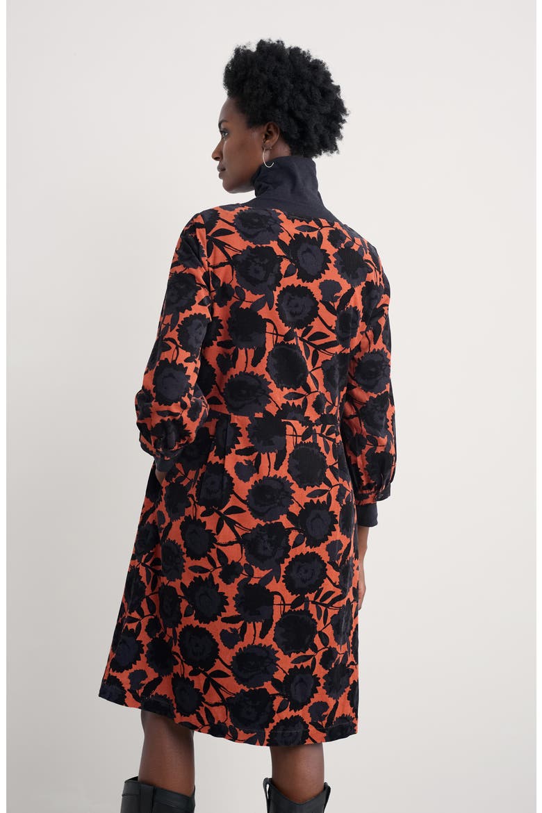 Herb Garden Floral Corduroy Dress, Alternate, color, FIGURATIVE FLORAL RUST