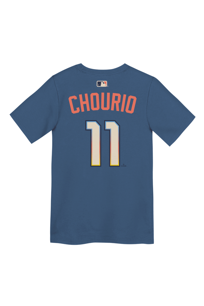 Preschool Nike Jackson Chourio Gray Milwaukee Brewers 2026 City Connect Name & Number T-Shirt, Alternate, color, Blue