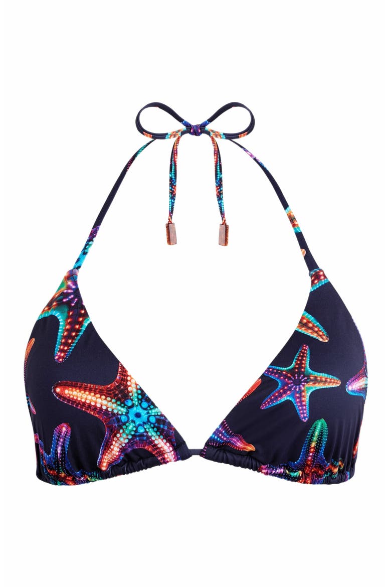 Women's Disco Stars Triangle Bikini Top, Alternate, color, BLEU MARINE