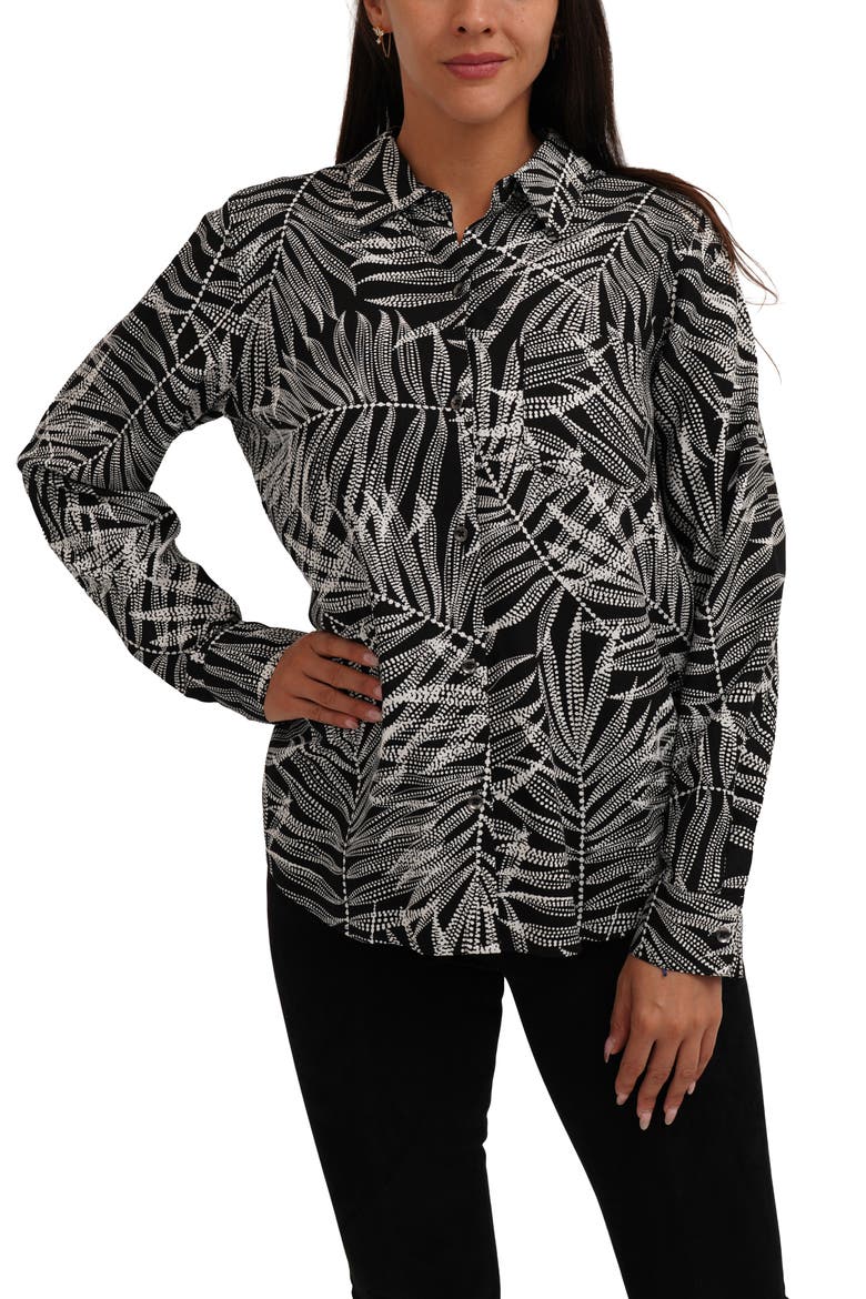 Long Sleeve Pocket Button-Up Shirt, Alternate, color, SARAH DOT BLACK AND WHITE