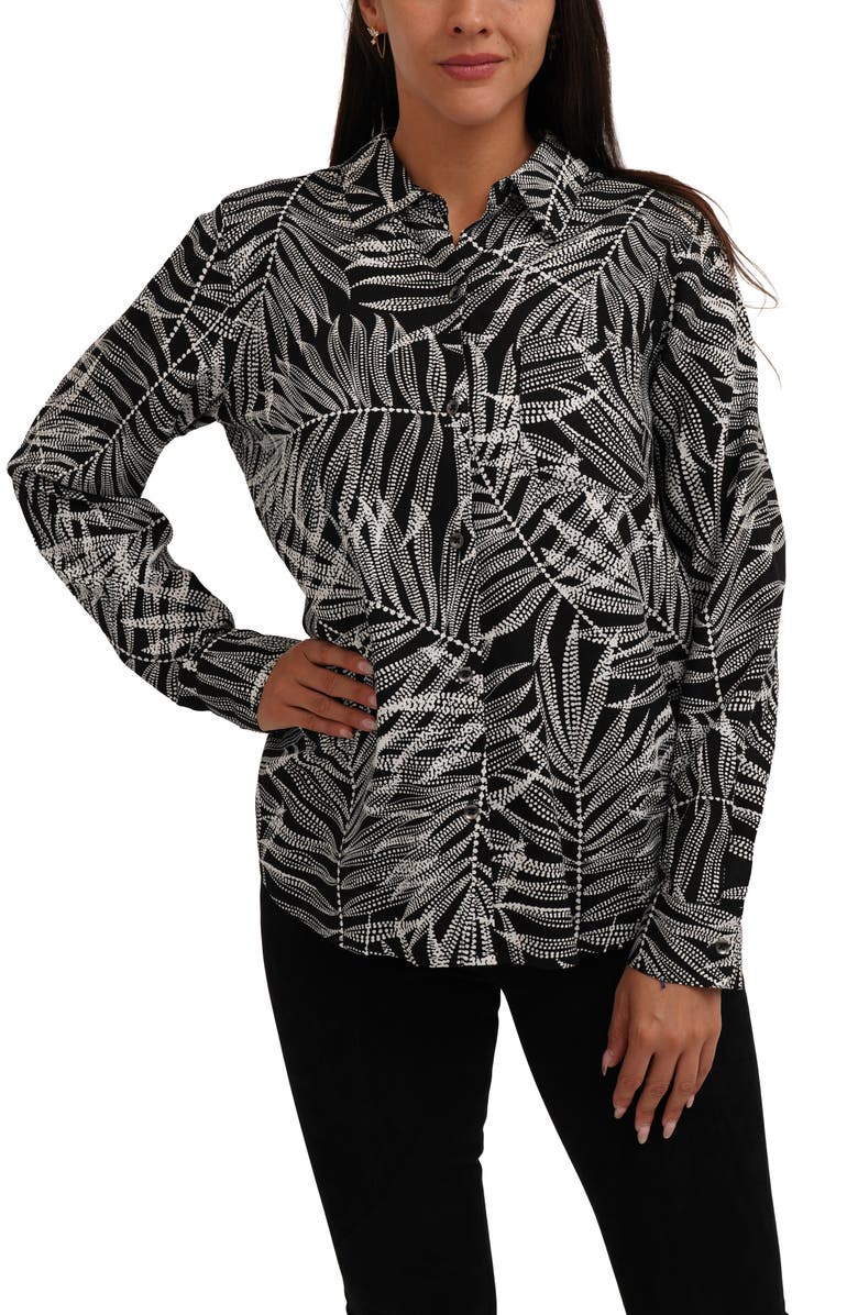 SUNNY LEIGH Long Sleeve Pocket Button-Up Shirt, Alternate, color, Sarah Dot Black And White