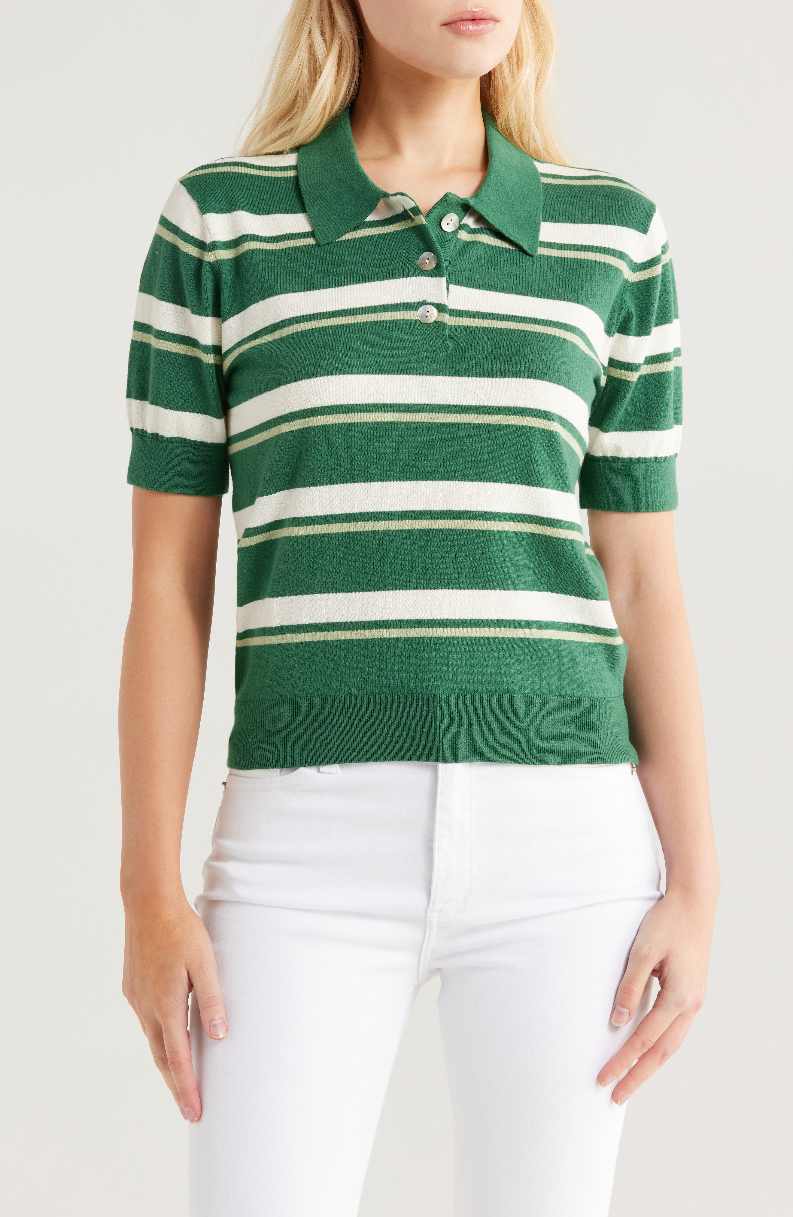 Pistola Drea Stripe Cotton Sweater Polo