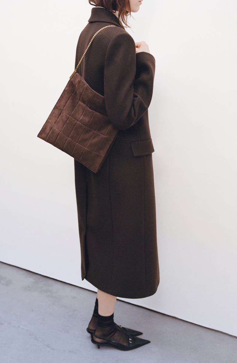 MANGO Quilted Suede Shoulder Bag, Alternate, color,