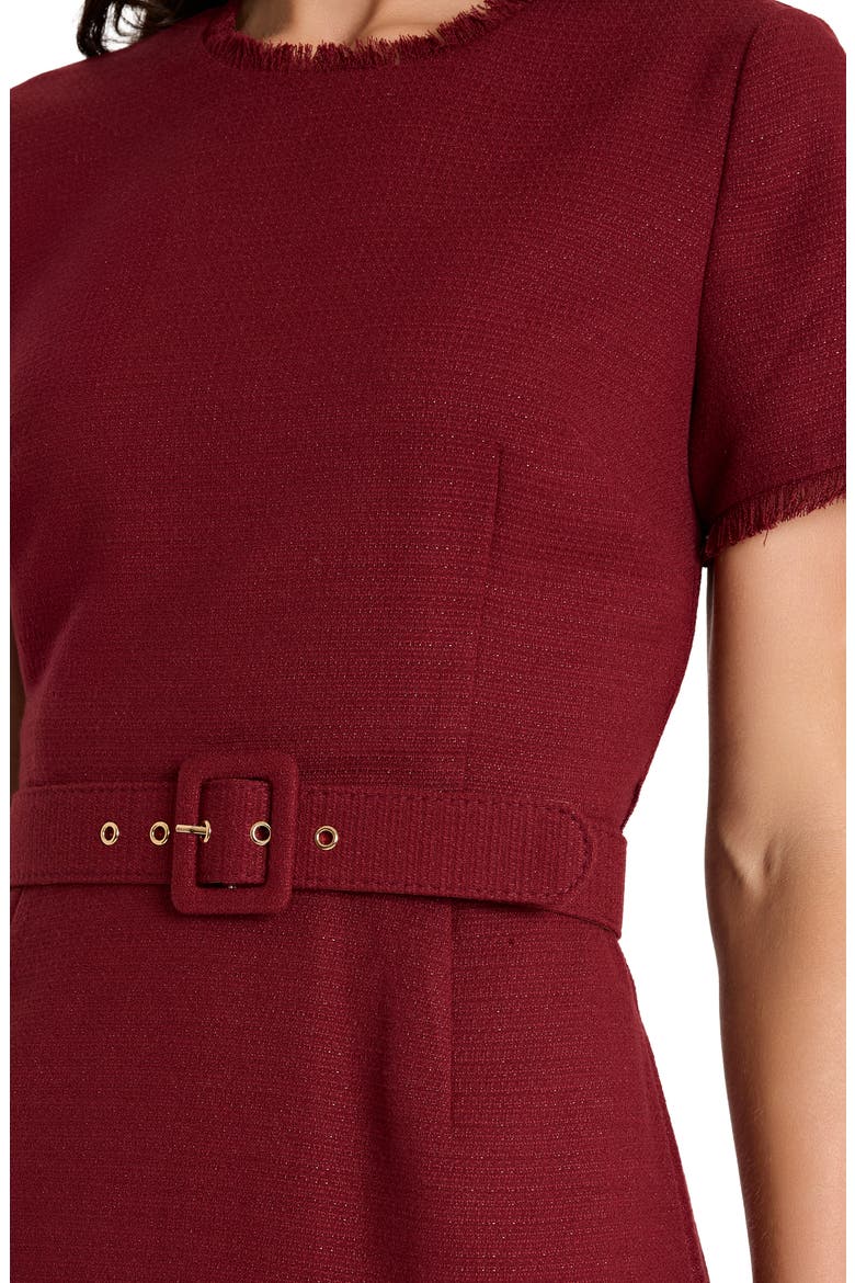 Metallic Bouclé Sheath Dress, Alternate, color, WINE