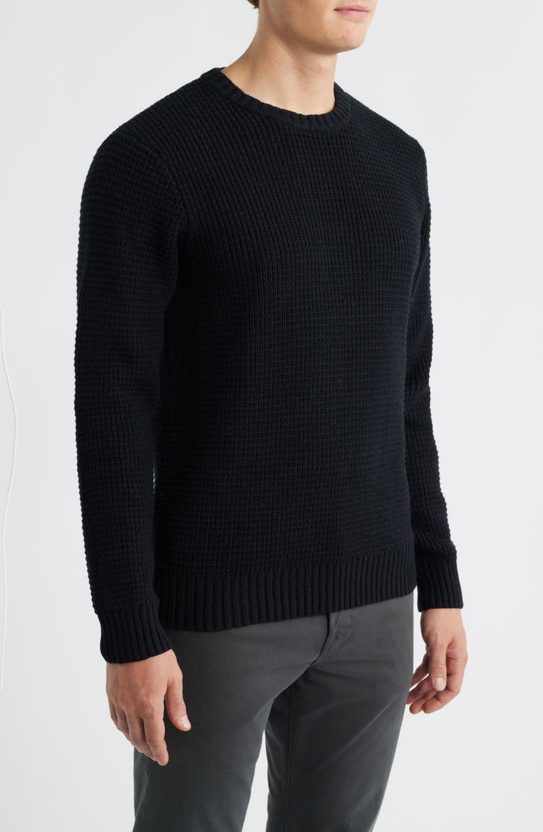 James Campbell Laggan Waffle Stitch Crewneck Sweater, Alternate, color, Black