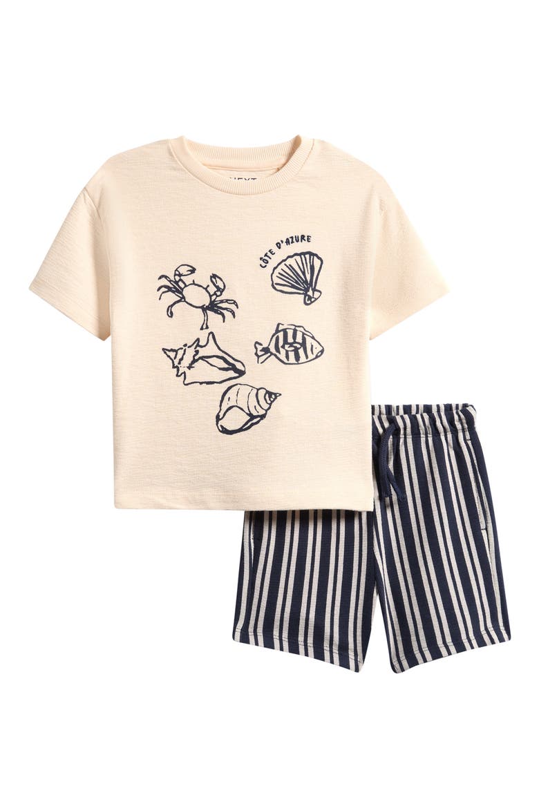 Kids' Côte d'Azur Cotton T-Shirt & Shorts Set, Main, color, NEUTRAL