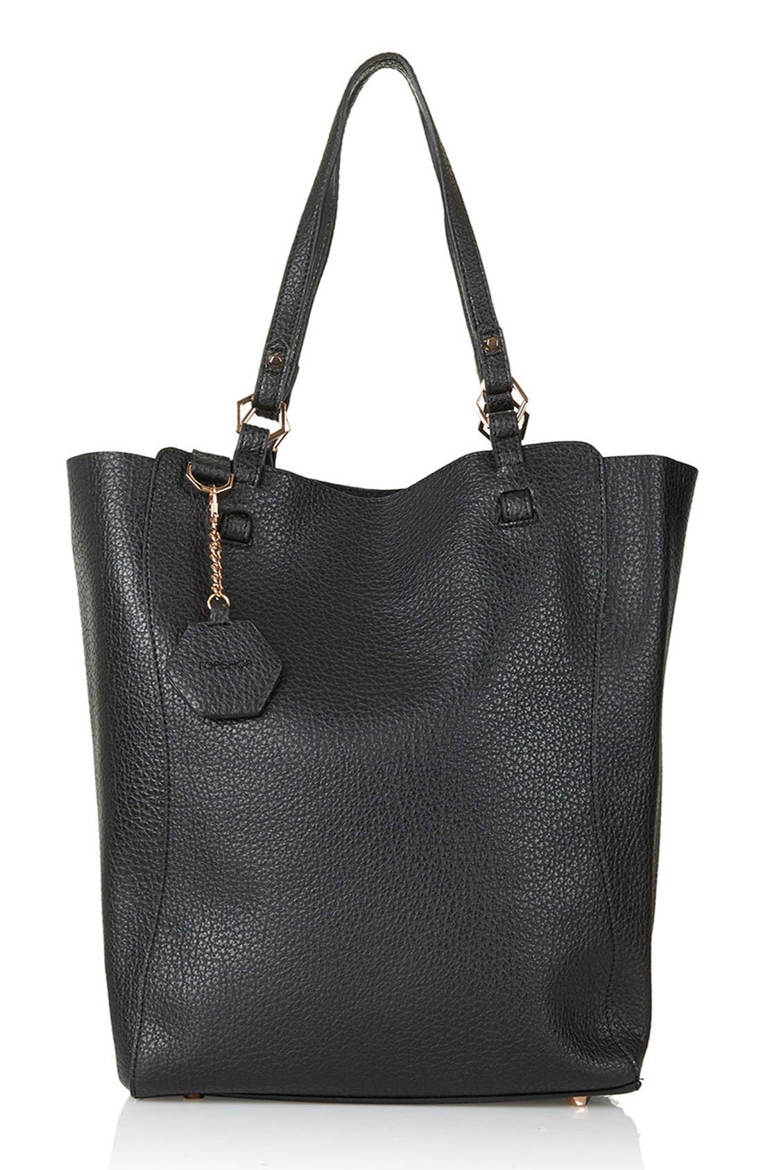 Topshop 'Hex' Faux Leather Tote, Main, color, 