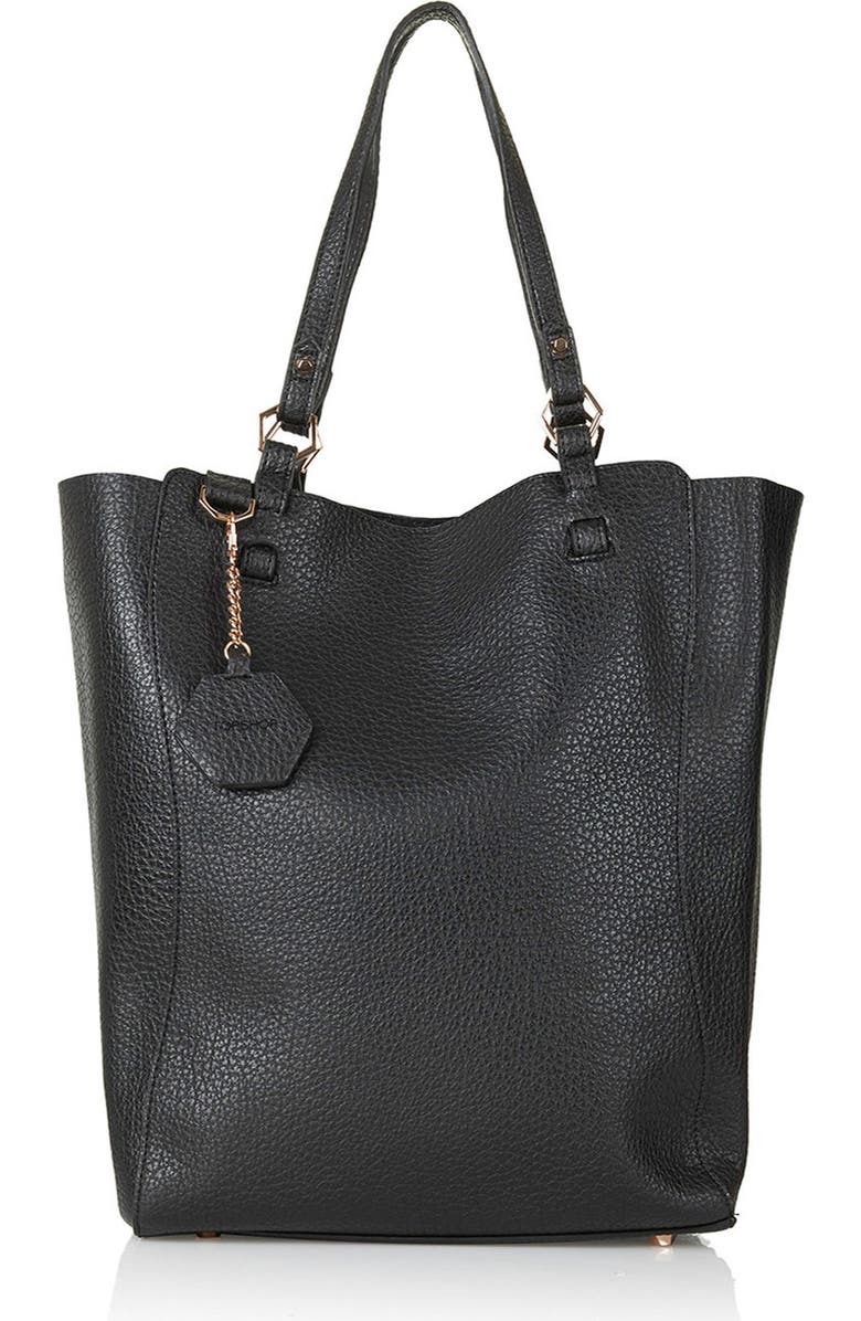 Topshop 'Hex' Faux Leather Tote, Main, color,