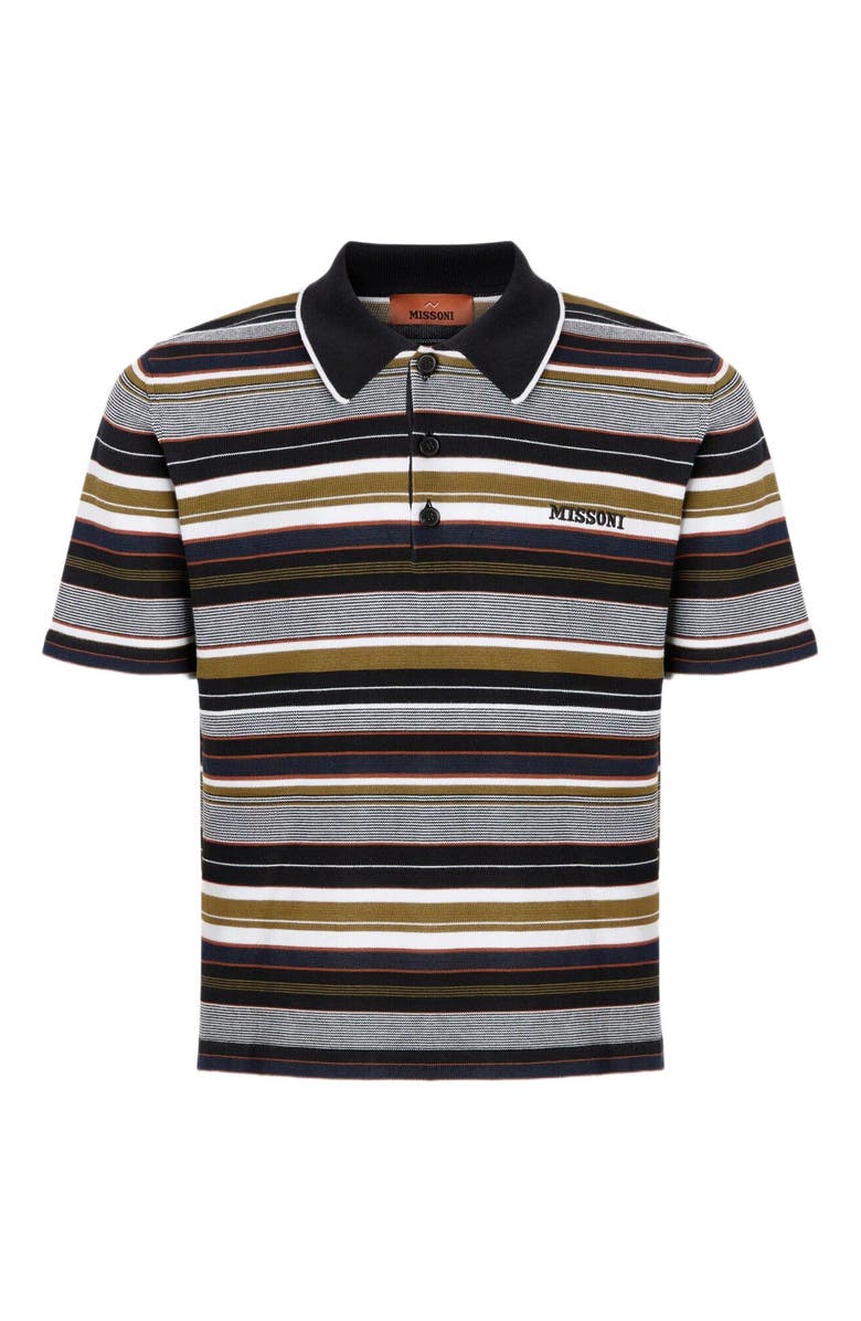 Missoni Striped Cotton Polo Shirt With Embroidered Logo Lettering, Alternate, color, Multicoloured