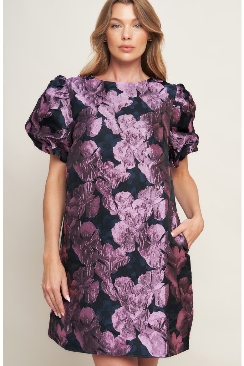 Puff Sleeve Textured Minidress, Alternate, color, BLACK ORCHID