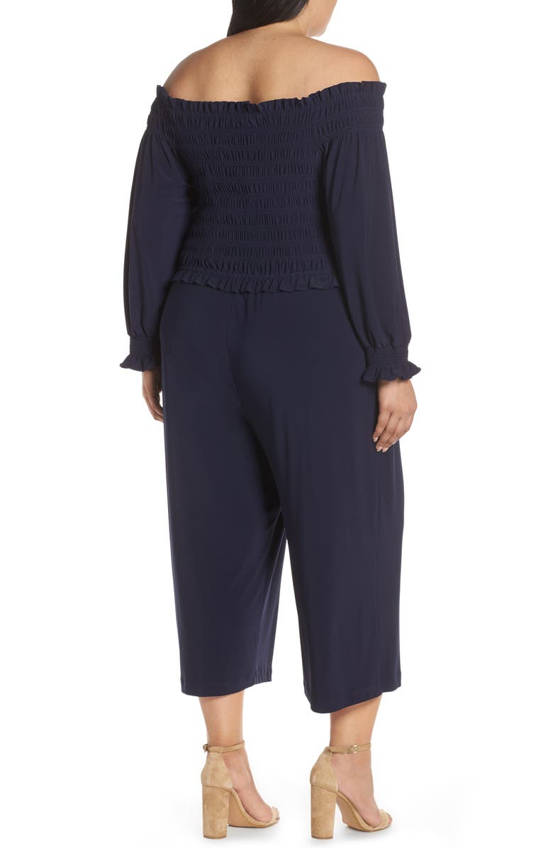 Chelsea28 Long Sleeve Off the Shoulder Smocked Jumpsuit, Alternate, color,