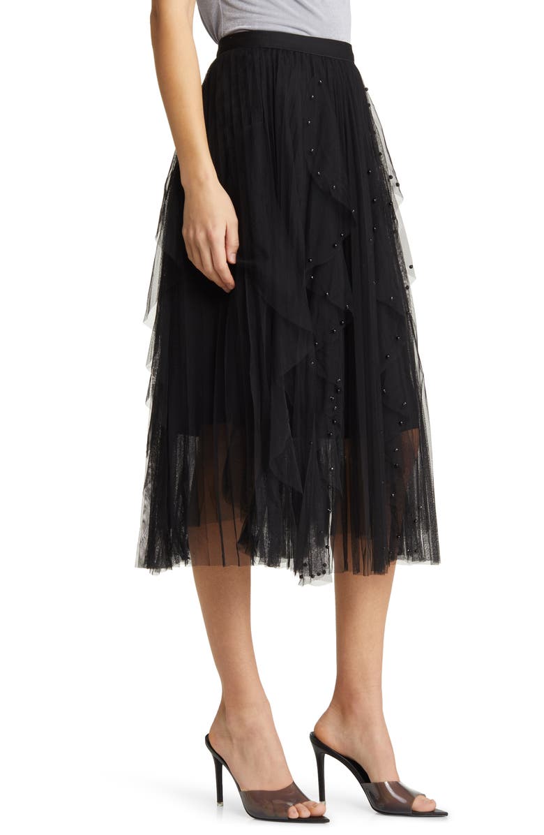 NIKKI LUND Wendy Beaded Tulle Skirt, Alternate, color, Black