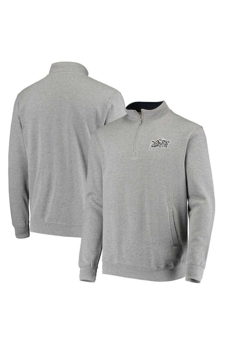 COLOSSEUM Men's Colosseum Heathered Gray Navy Midshipmen Tortugas Logo Quarter-Zip Jacket, Alternate, color,