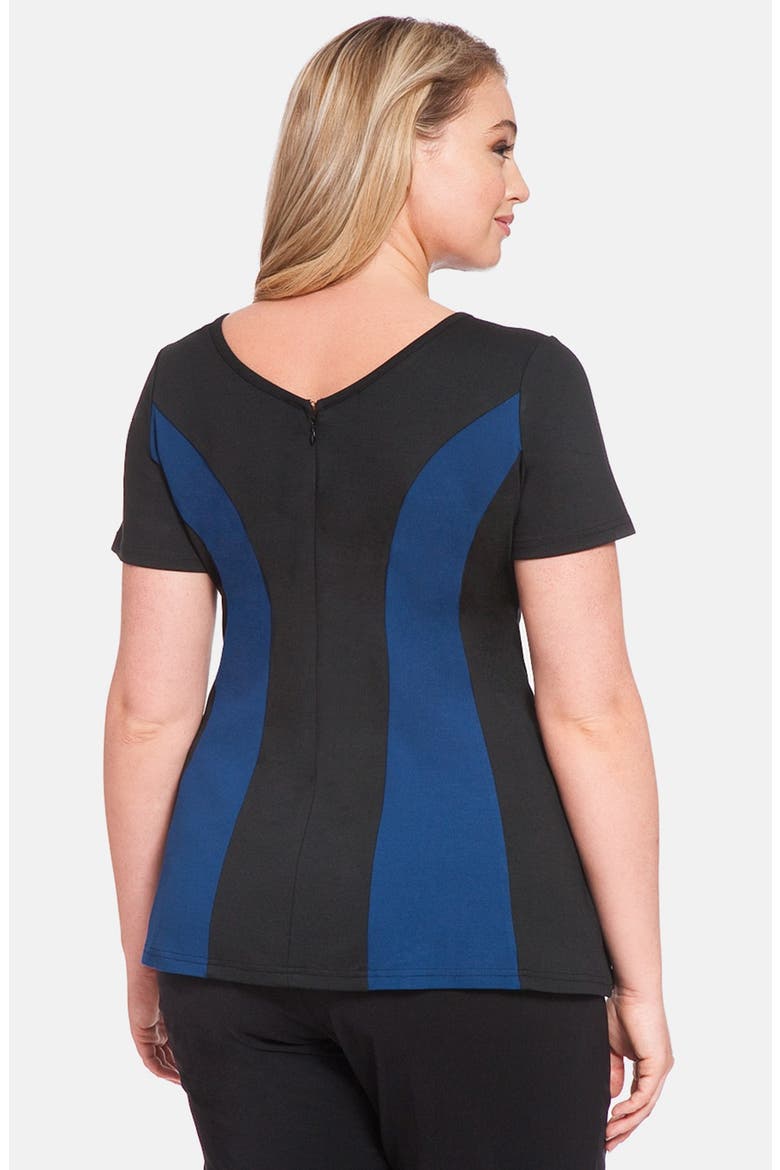 Colorblock Peplum Top, Alternate, color, BLACK/ INK