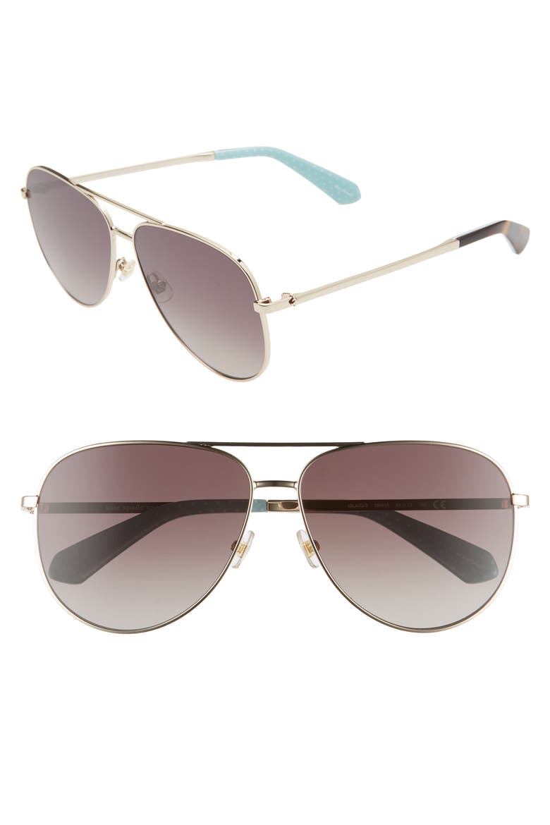 isla 61mm aviator sunglasses, Main, color, GOLD/ DARK HAVANA