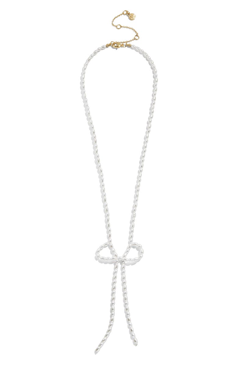 BaubleBar Gigi Bow Necklace, Alternate, color, Pearl