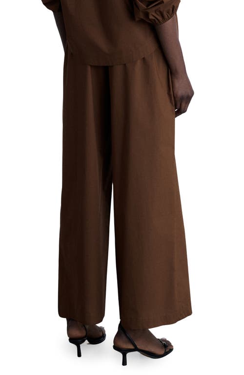 Mango Cotton Wide Leg Pants In Brown