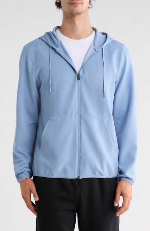 Waffle Stitch Zip Hoodie