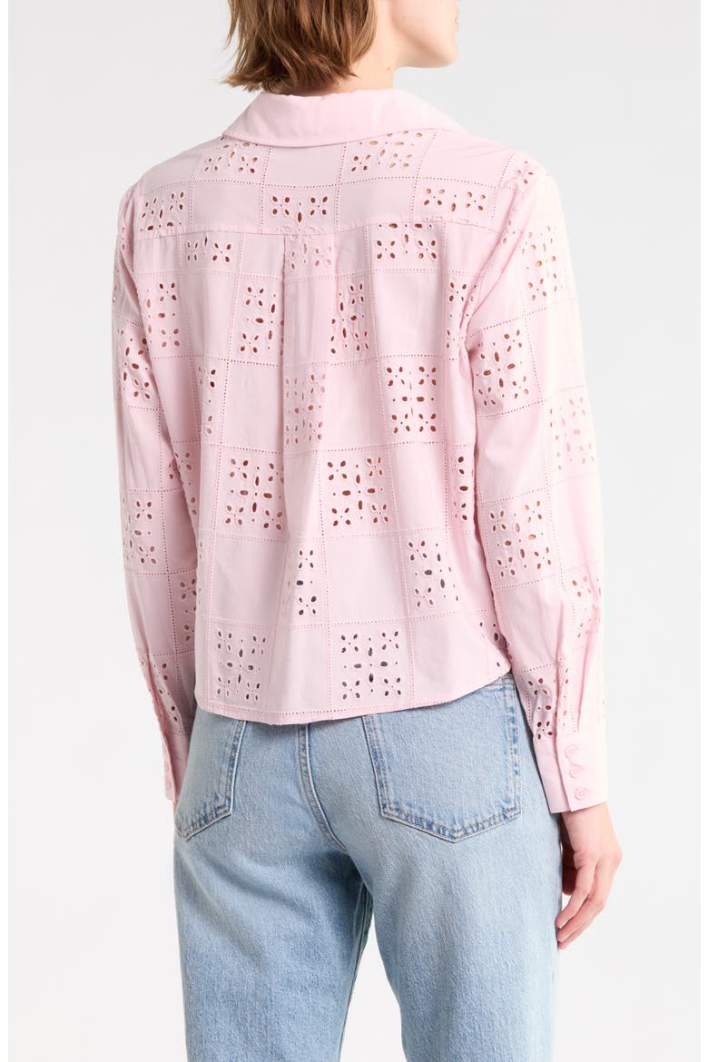 Embroidered Eyelet Button-Up Shirt, Alternate, color, CHALK PINK