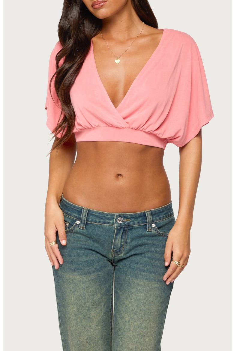Candela V-Neck Crop Top, Main, color, CORAL