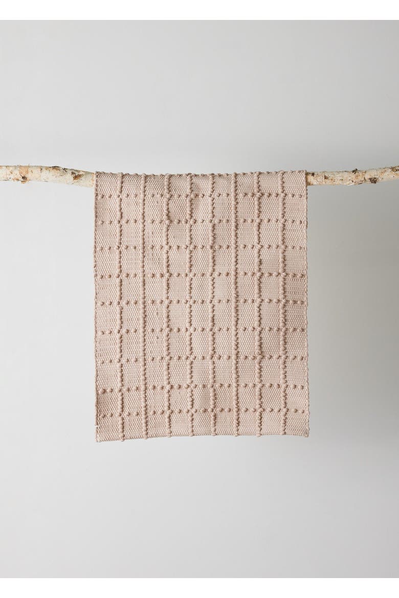 Blush Plaid Hand-Loomed Cotton Bobble Mat, Main, color, Pink