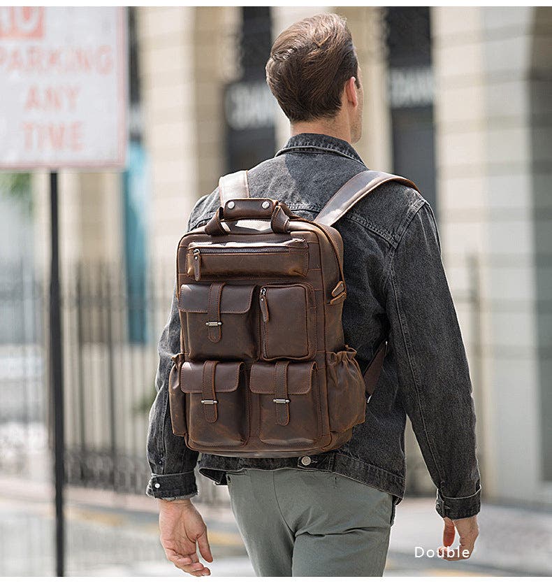 STEEL HORSE LEATHER The Shelby Backpack | Handmade Genuine Leather Backpack, Alternate, color, Dark Brown