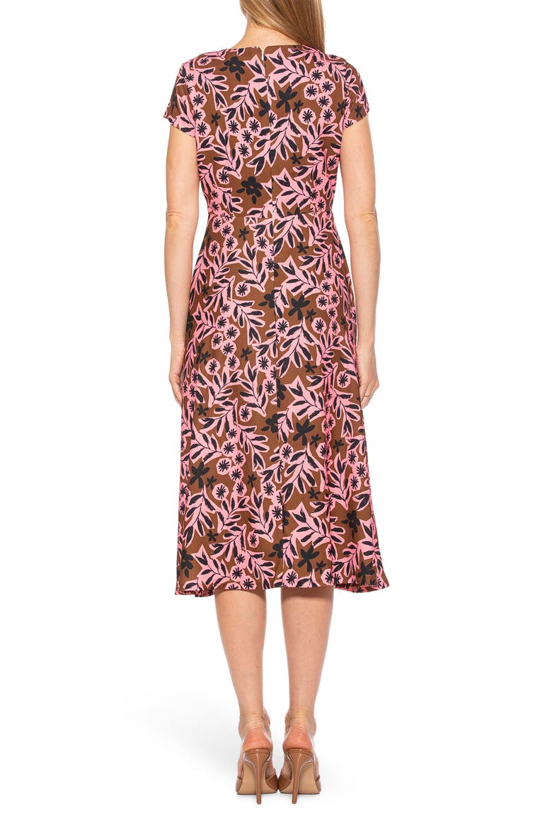 Lily Thigh Slit Midi Dress, Alternate, color, BROWN FLORAL