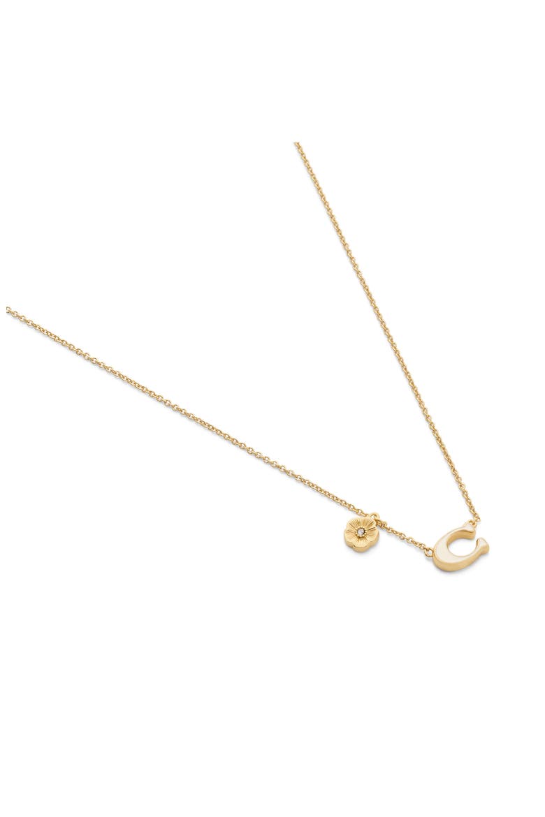 Tea Rose & Sculpted C Pendant Necklace, Alternate, color, WHITE/ GOLD