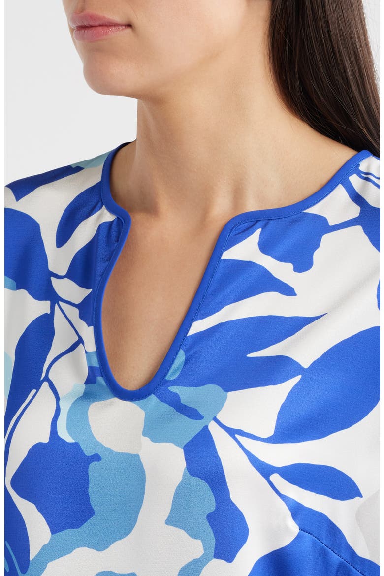 Split Sleeve Crêpe de Chine Blouse, Alternate, color, SAPPHIRE SEA/ DAWN/ MULTI