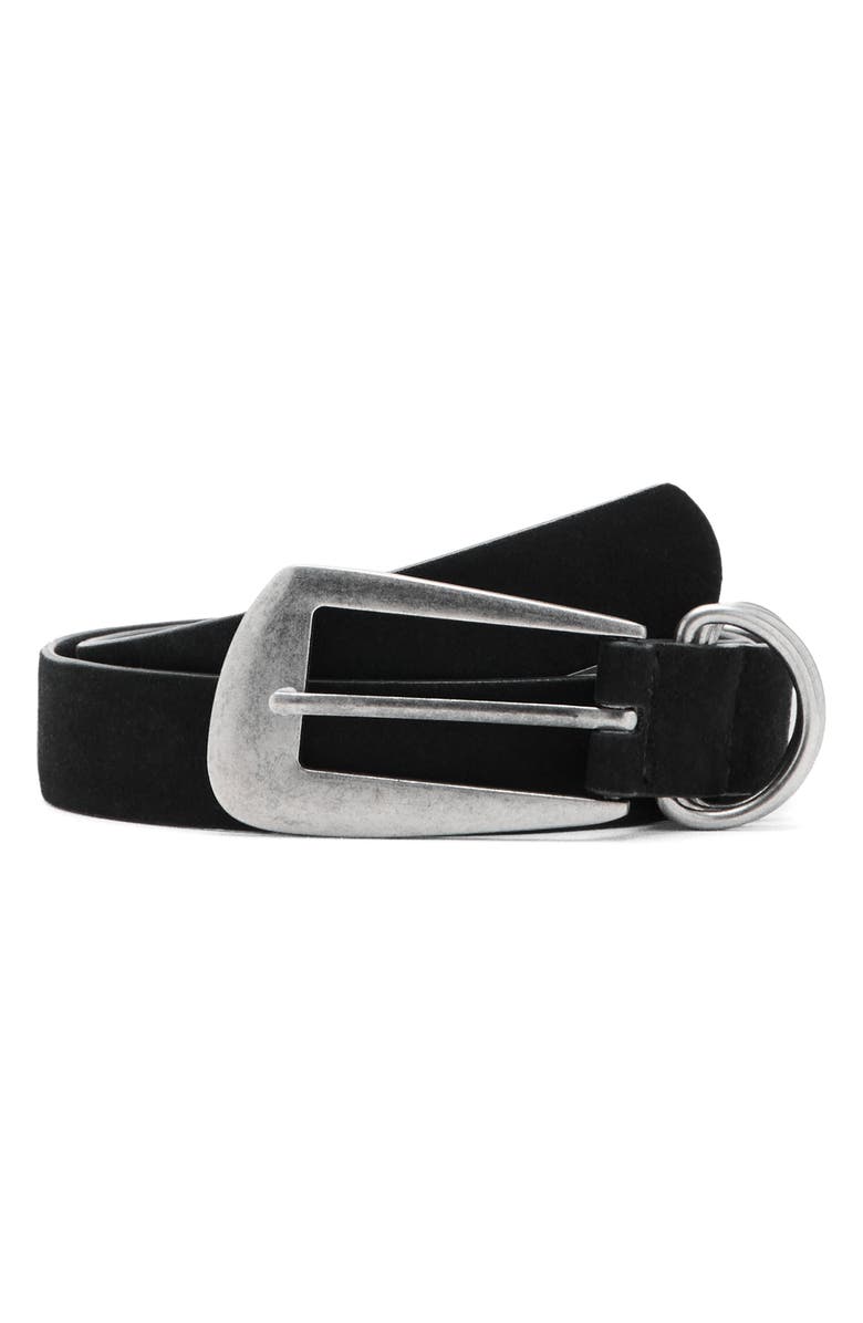 MANGO TEEN Leather Belt, Main, color, Black