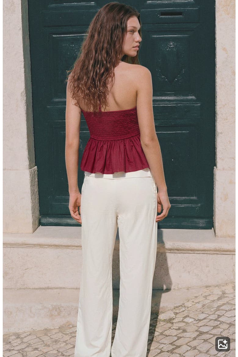 Handkerchief Waist Linen Blend Wide Leg Pants, Alternate, color, OFF WHITE