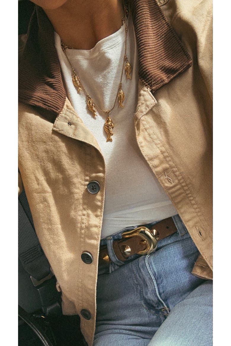 Go Fish Necklace, Alternate, color, Gold