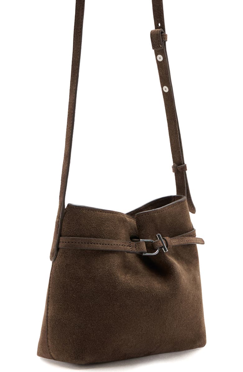 MANGO Suede Buckle Shoulder Bag, Alternate, color,