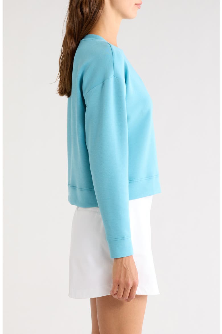 Monica Logo Graphic Crop Sweatshirt, Alternate, color, AQUA