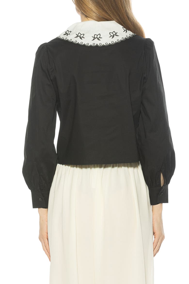 Issey Embroidered Collar Button-Up Shirt, Alternate, color, BLACK