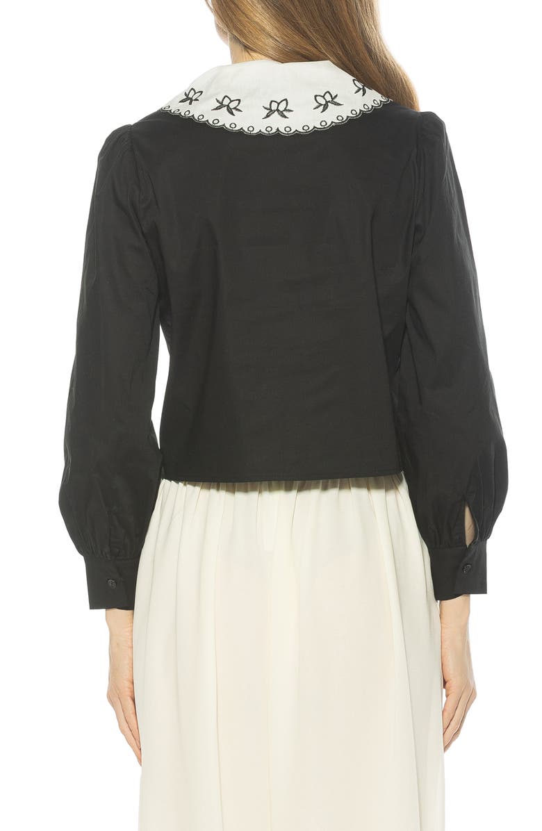 Alexia Admor Issey Embroidered Collar Button-Up Shirt, Alternate, color, Black
