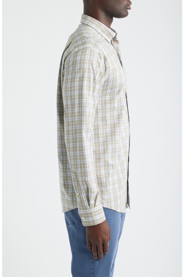 Fullington Plaid Performance Twill Button-Down Shirt, Alternate, color, ALMOND
