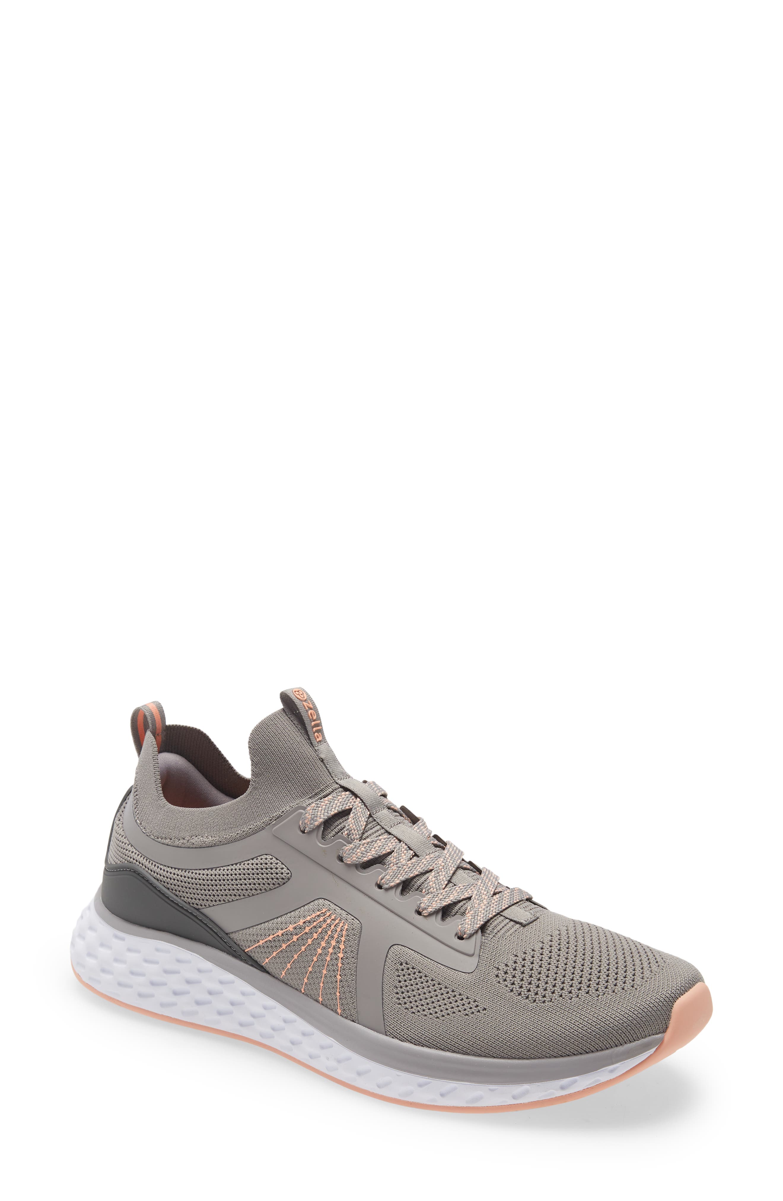 Lifestyle Lace-Up Knit Sneaker, Main, color, GREY- GREY DARK- PINK