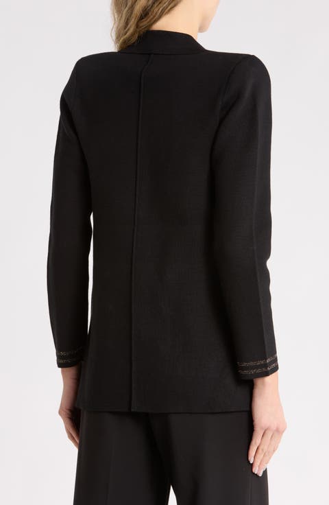 Eileen Metallic Stripe Tipped Sweater Blazer