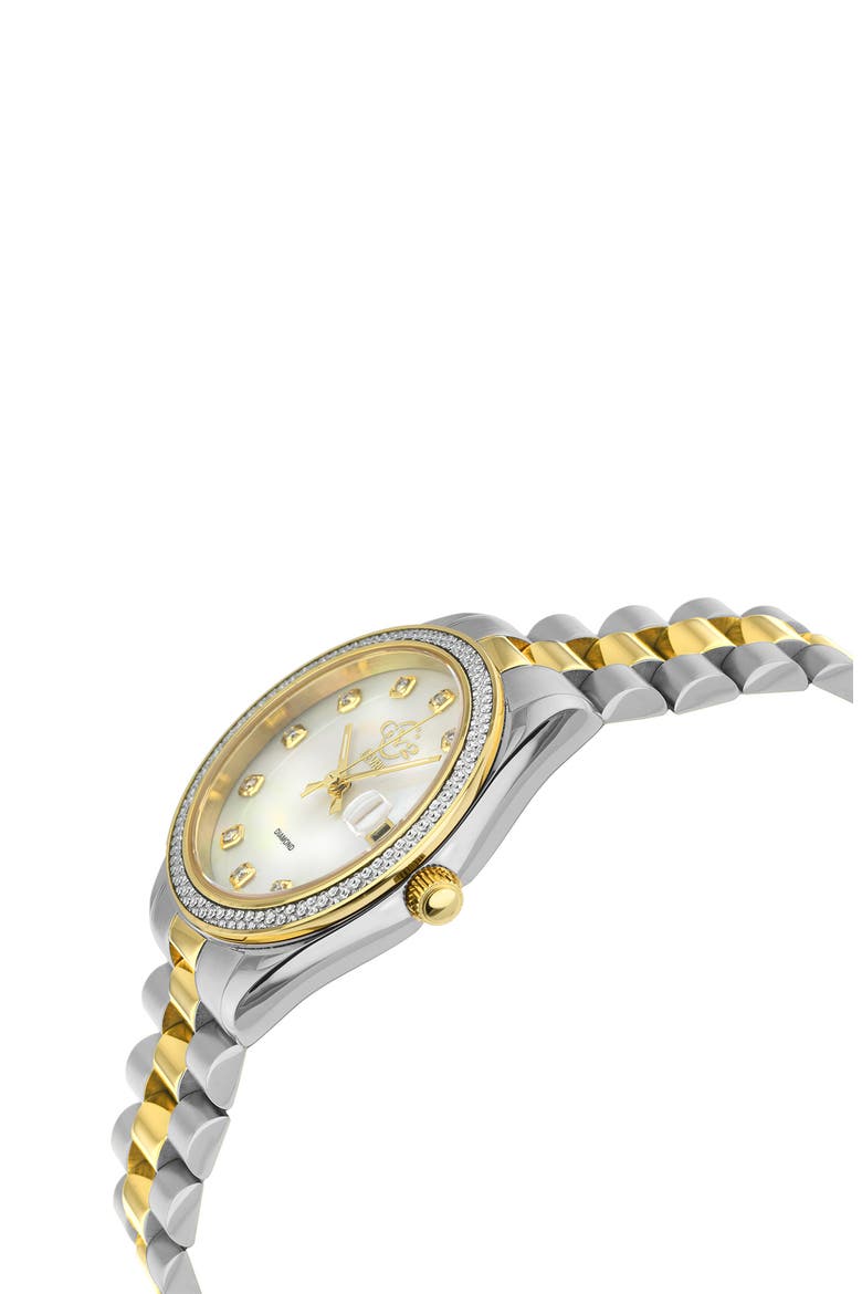 GEVRIL Women's Turin Swiss Diamond Bracelet Watch, 32 mm - 0.15 ctw, Alternate, color, TWO TONED SS IPYG
