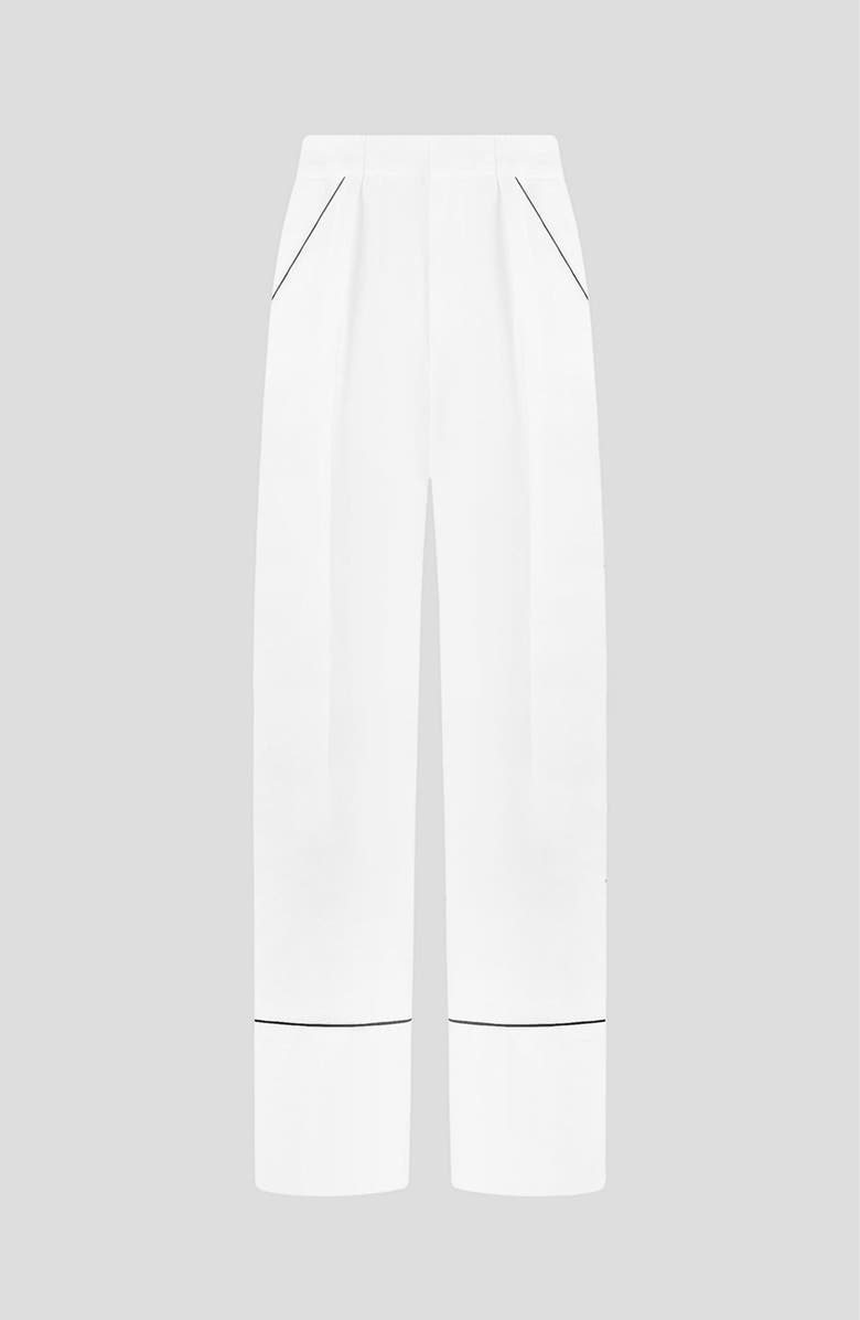 Manière De Voir Mina Contrast Piped Pleated Trousers, Main, color, White/Black
