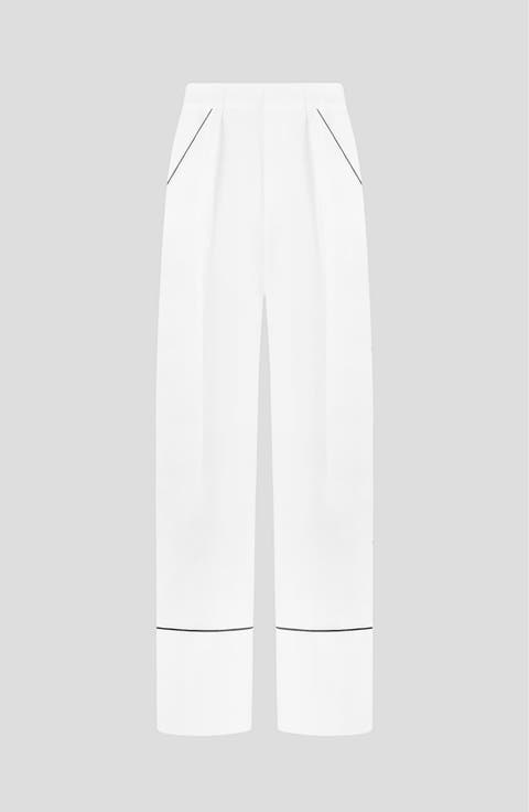 Mina Contrast Piped Pleated Trousers