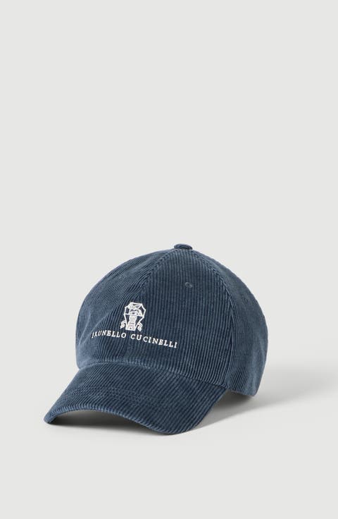 Comfort cotton and cashmere corduroy baseball cap with embroidered logo