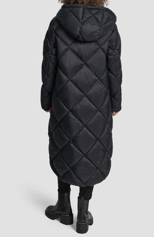 Dkny Diamond Quilted Puffer Coat In Black
