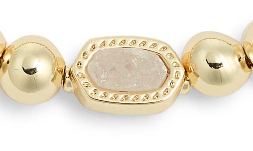 Kendra Scott Mini Elaina Beaded Stretch Bracelet In Gold Iridescent Drusy