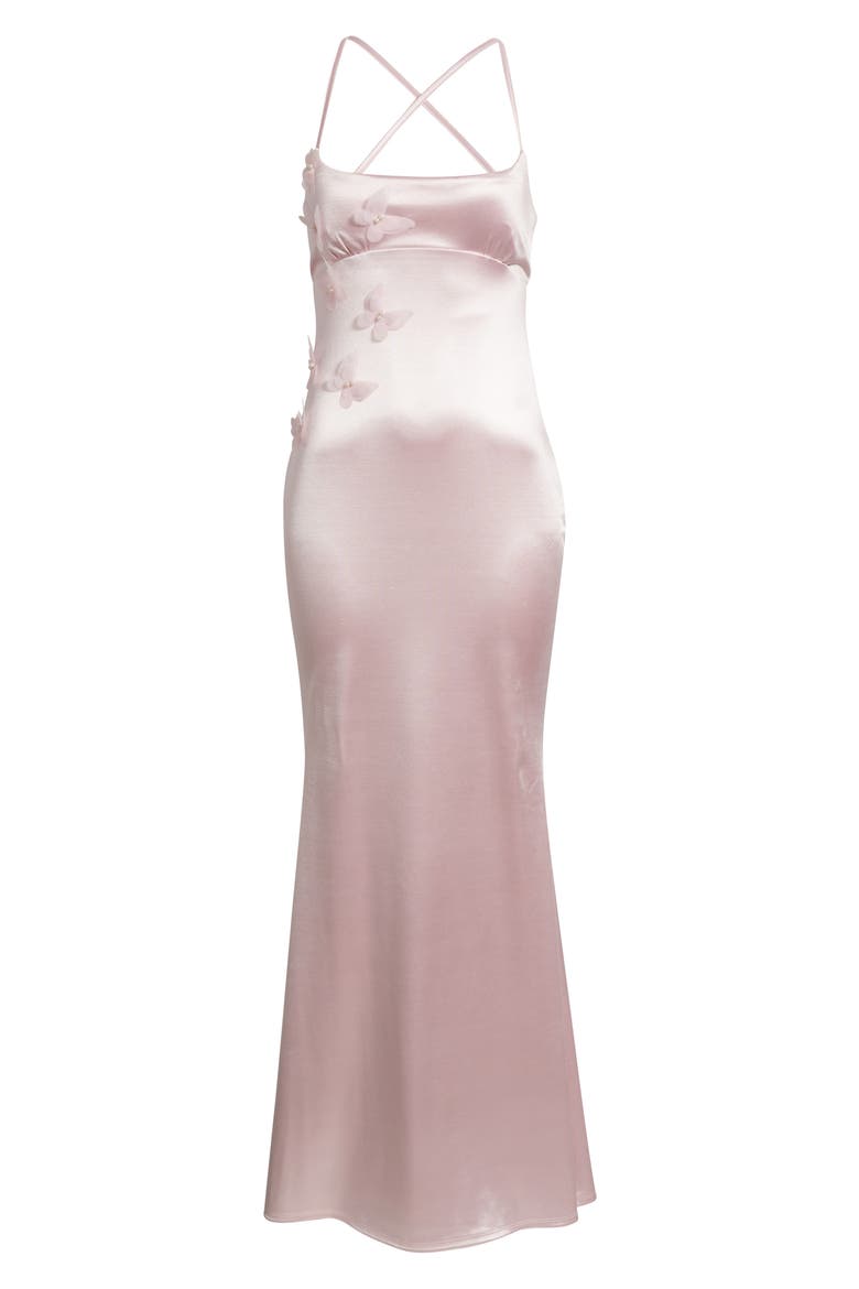 Royale Satin Lace Up Back Gown, Alternate, color, BLUSH