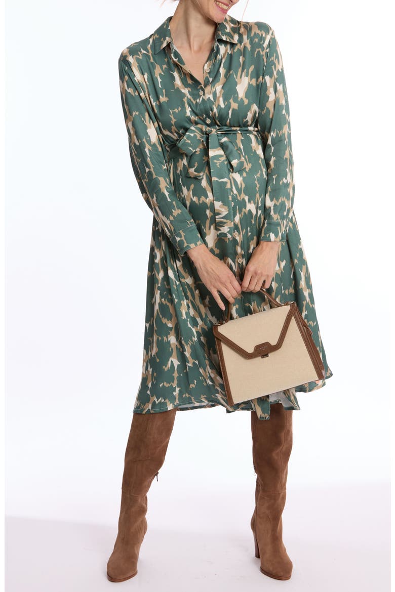 Rym maternity and nursing shirt dress, Alternate, color, DARK GREEN