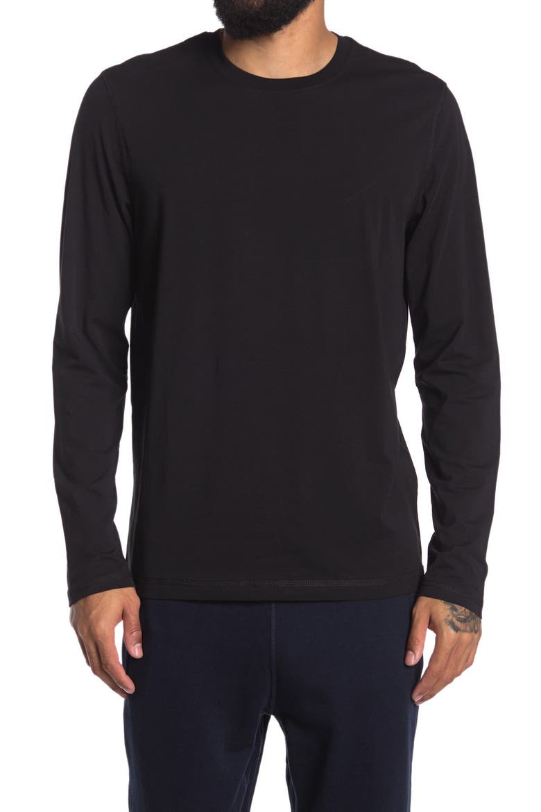 Crew Neck Long Sleeve T-Shirt, Main, color, BLACK
