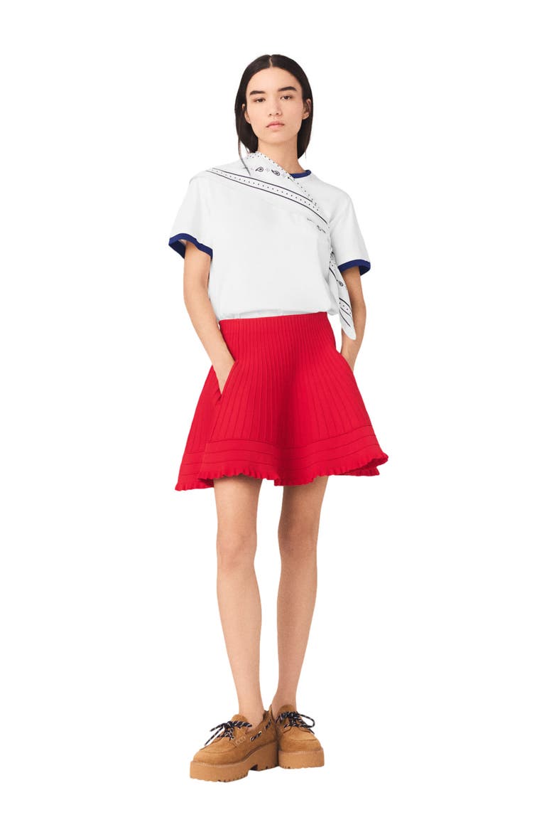 Compact knit short skirt, Main, color, Red